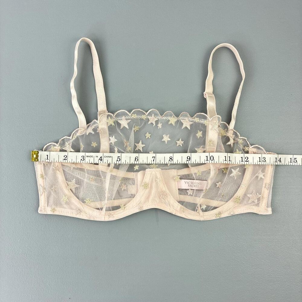 Sheer Star Embroidered Mesh Underwire Bra in Light Pink - Picture 6 of 9